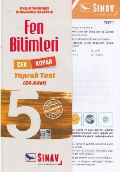 5.Sınıf Fen Bilimleri Yaprak Test Sınav Yayın