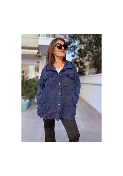 Denizege İtalyan Gabardin Kabartma İtalyan Ceket Lacivert Lacivert