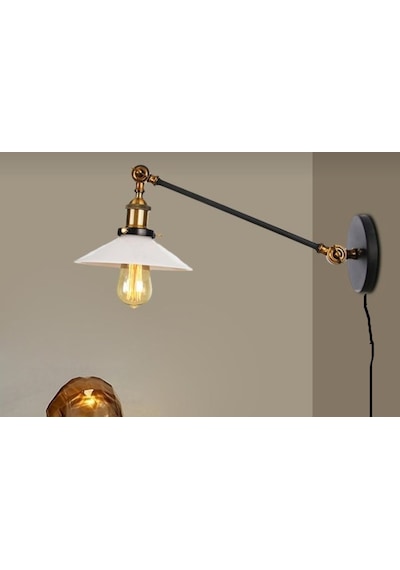 Mylights Retro Rustik Kablolu Okuma Lambası Gece Lambası Siyah
