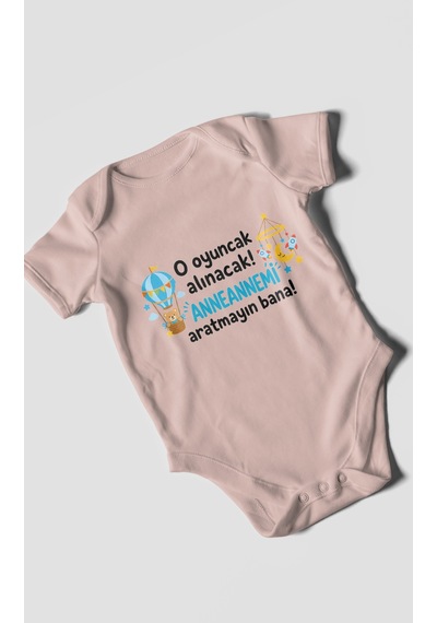 Morivokids Anneanneye Özel Kısa Kollu Bebek Body %100 Pamuk Zbn285-kk Pastel Pembe
