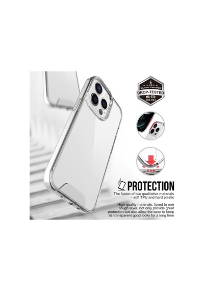 Smcase Apple Uyumlu iPhone 14 Pro Max Kılıf Transparent Acrylic Tpu Gard Sert Kapak Nano Ekran Koruyucu