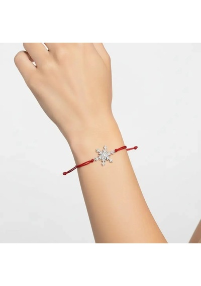 G&a Jewels - Kar Tanesi - 925 Ayar Gümüş 0.01ct Pırlanta Taşlı Kırmızı İpli Bileklik Gümüş - Kırmızı