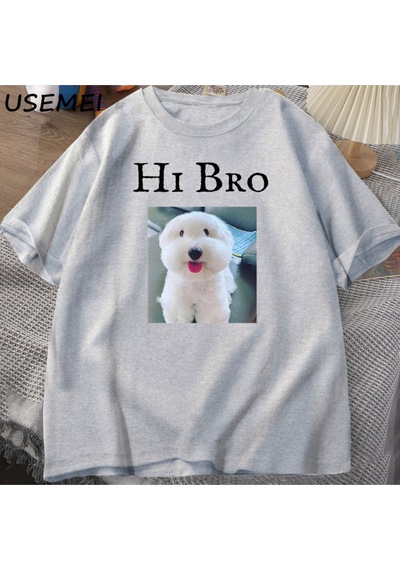Flood Of Style Merhaba Bro Köpek Yavru T-shirt Tee Rahat Y2k Komik Meme Waitimgoated T Erkekler Kadın Gri Flood Of Style Merhaba Bro Köpek Yavru T-shirt Tee Rahat Y2k Komik Meme Waitimgoated T Erkekler Kadın Gri