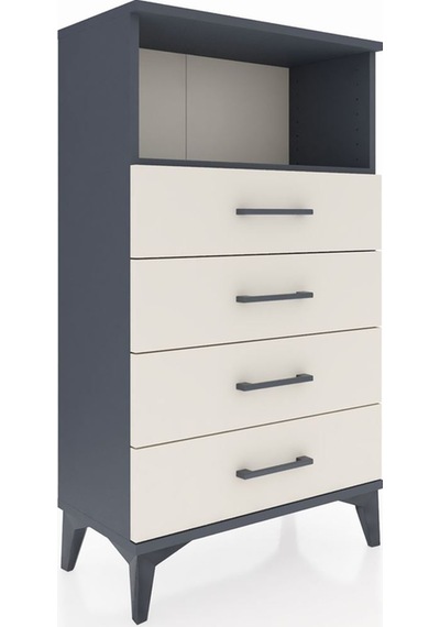 Arges Komodin Tek Raflı 4 Çekmeceli 60x30x106 Antrasit-aytaşı Antrasit