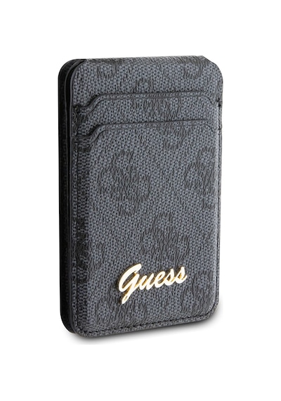 Guess Lisanslı Magnetik Standlı Kartlık 4g Desenli Metal Script Logolu Siyah
