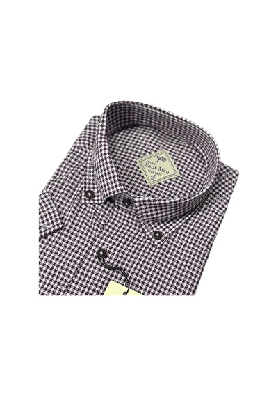 Eren Style Linen Keten Klasik %100 Cotton Kısa Kollu Terletmeyen Gömlek Kahverengi