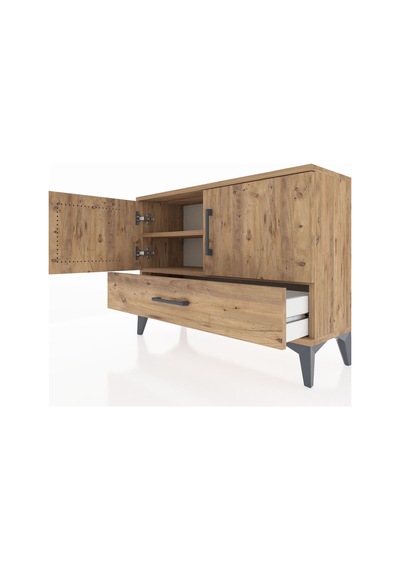 Arges Şifonyer 2 Raflı Tek Çekmeceli 2 Kapaklı 88x30x64 Çam-çam Çam