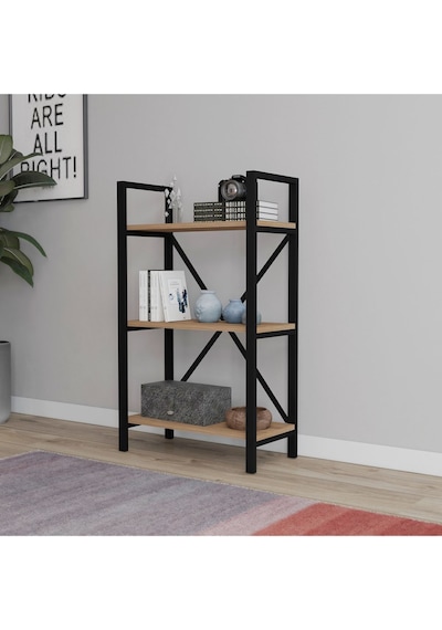 Hera 3 Raflı Metal Kitaplık Atlantik Çam 60cm