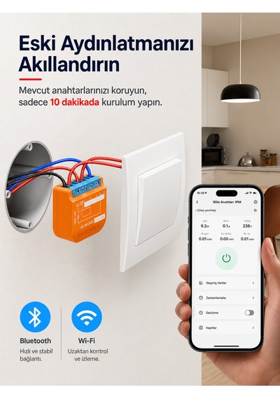 Akıllı Röle Anahtarı Tekli Enerji Ölçümlü