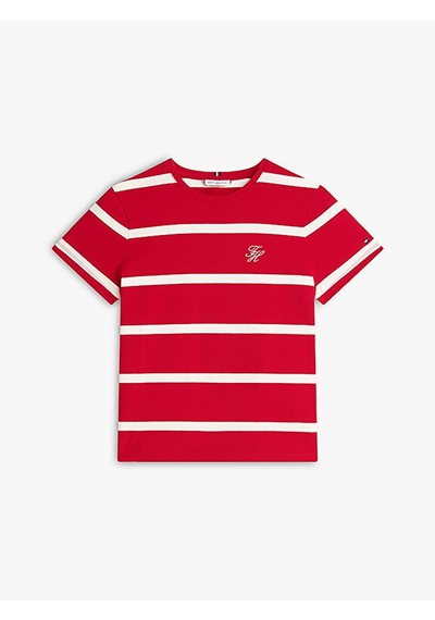 Tommy Hilfiger Th Scrıpt Reg C-nk Ss Tee Kadın Kırmızı T-shirt - Ww0ww47809