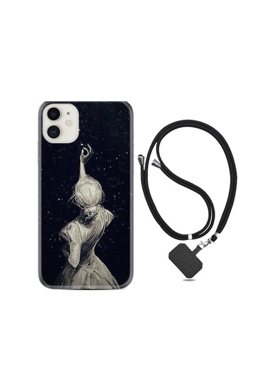 Apple Apple iPhone Uyumlu 11 Kılıf Desenli Silikon Boyun Askılı Star Woman 1332