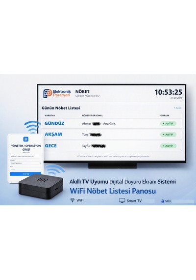 Wifi Günlük Nöbet Listesi Panosu Modülü Smart Tv Uyumlu Dijital Duyuru Ekranı Sistemi