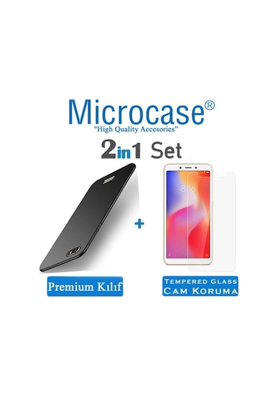 Microcase Xiaomi Redmi 6A Premium Matte Silikon Kilif + Cam Korum 299967335 - Seçenek / Renk-Cam Koruma-Gold-Tempered Glass Istemiyorum