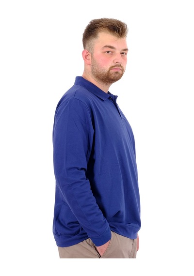 Mode Xl Büyük Beden Erkek Polo Yaka Sweatshirt Nakışlı U24340 İndigo İndigo