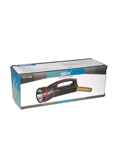 Panther Pt 7758 Usb Şarjlı El Feneri Siyah