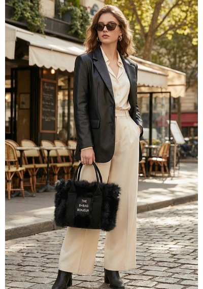 Vivazzaluxe Vintage Peluş Model The Bag Bonjeur Kadın El, Kol, Omuz Çanta Siyah