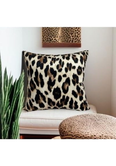 Asdiva Leopar Desen Çift Taraflı Dijital Baskılı Dekoratif Kırlent Kılıfı 45x45 Diğer