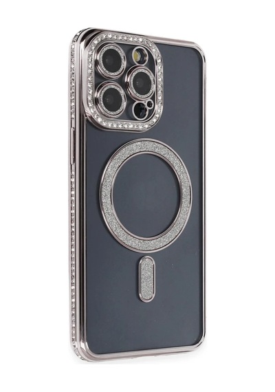 Apple Apple Uyumlu iPhone 14 Pro Kılıf Joke Simli Magneticsafe Kılıf - Gri 0.2M-Çok Renkli