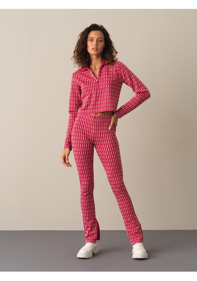 Xint Fuşya Regular Fit Polo Yaka Uzun Kol Tişört 602256