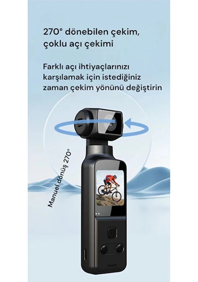 Vtn-88 4k Ultra Hd 270 Döndürülebilir Su Geçirmez Wifi Vlog Spor Ve Aksiyon Kamerası Siyah