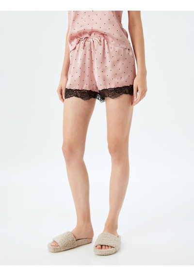 Koton Rahat Kalıp Dantel Detaylı Puantiyeli Saten Mini Şort Pijama Altı Siyah Desenli 5wlk80011mw Siyah Koton Rahat Kalıp Dantel Detaylı Puantiyeli Saten Mini Şort Pijama Altı Siyah Desenli 5wlk80011mw Siyah