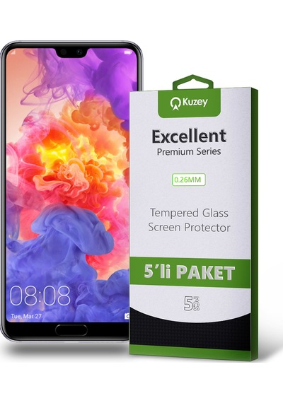 Huawei P20 Pro ile Uyumlu Kırılmaz Temperli Ekran Koruyucu Cam Ekonomik 5'li Paket