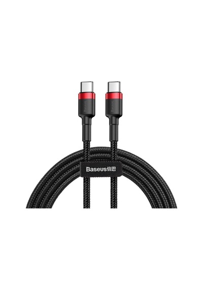 Cafule, 60 W 3.0 A Usb-c & Usb-c Hızlı Şarj & Data Aktarımı Kablosu, 1 Metre, Kırmızı - Siyah