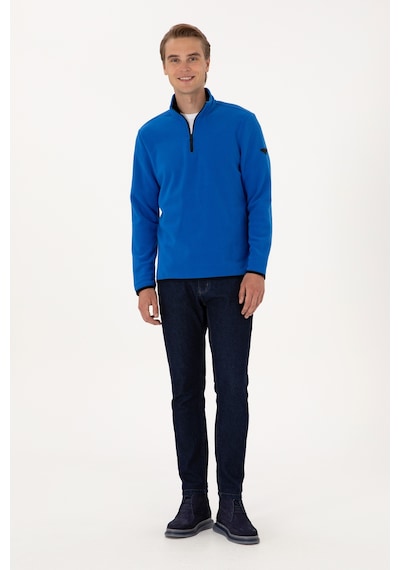 U.S. Polo Assn. Erkek Regular Fit Saks Polar Yarım Fermuarlı Basic Sweatshirt 50313777-VR032