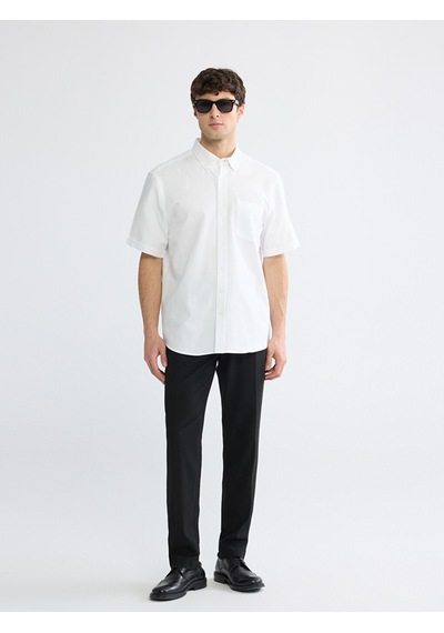 Lcwaıkıkı Classic Beyaz Regular Fit Armürlü Erkek Basic Gömlek
