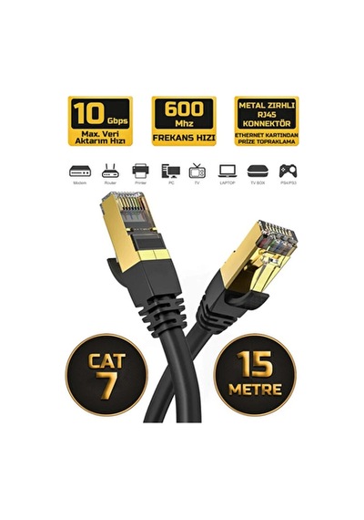 Cat7 İnternet Kablosu Rj45 Cat7 Ethernet Lan Kablosu 1m