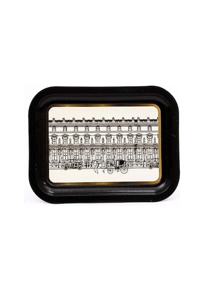 Urban Desenli Metal Klasik Tepsi, 23,3 X 30,7 Cm