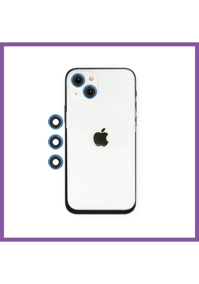 Bezos İphone 14 Uyumlu Shine Kamera Lens - Mavi Bzoshb