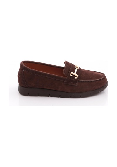 Dgn 5604-6 Kadın Loafer Ayakkabı Kahve Süet