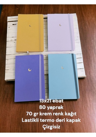 4 Adet Her Biri 80 Yaprak 13x21 Çizgisiz Termo Deri Ciltli Defter Pastel Renk 70 Gr Krem Renk Kağıt Çok Renkli