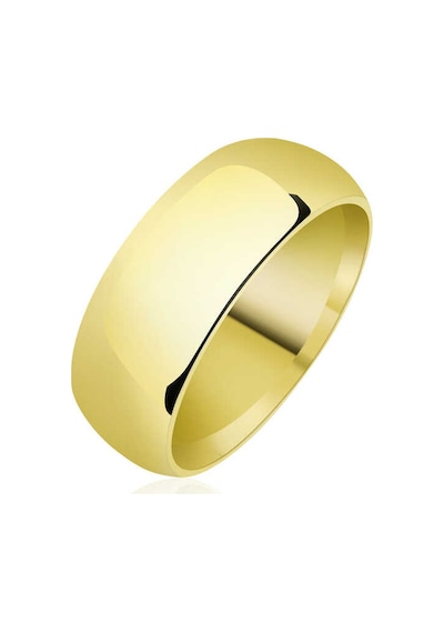 8 Mm Düz Bombeli Gold Gümüş Alyans - Yüzük Ölçüsü: 24