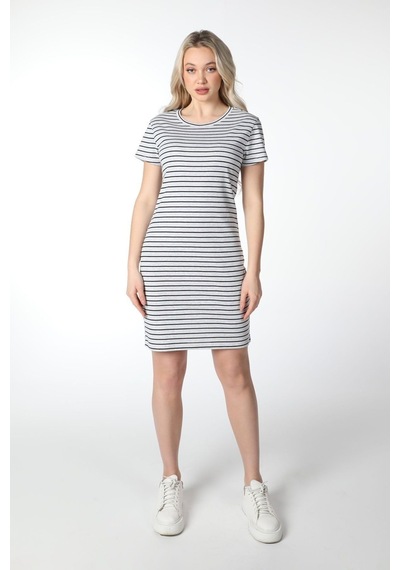 Defys Kadın Regular Fit Çizgili Kısa Kollu Elbise Gri-siyah - 527884313 Gri-siyah