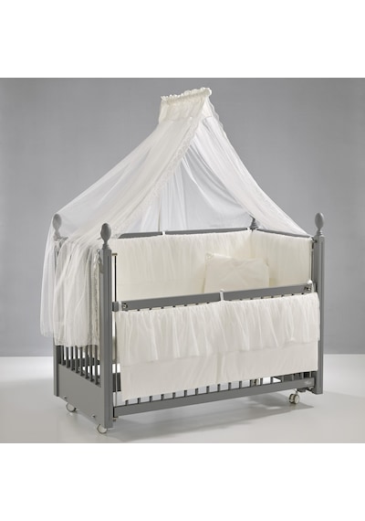 Meltem Kids Kral Sallanır Ahşap Anne Yanı Beşik 60x120 cm (gri-ekru) Ekru