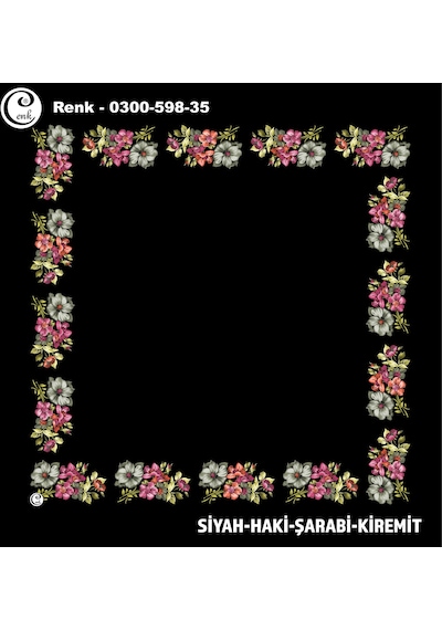 Cenk Desenli İçi Boş Oyalık Yazma 100 100 - 0300-598 Siyah-pembe