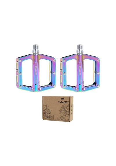 Wake Alüminyum Rulmanlı Platform Pedal Rainbow Bisiklet Pedalı Çivili Freeride Pedal Oilslick