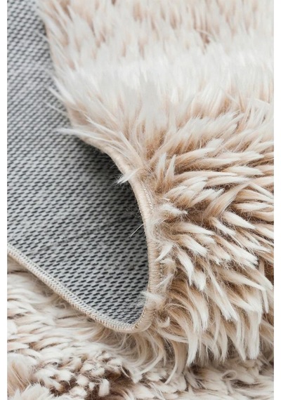 Raschel Carpet Premium Seri Lüks Bej Tavşan Tüyü Kirpi Kaymaz Taban Halı Yolluk Rctasvankırpı Bej Krem