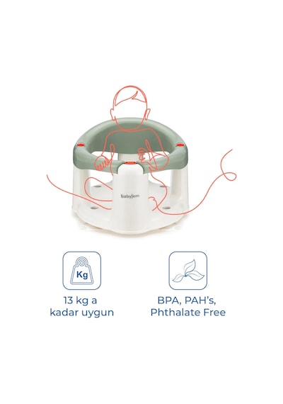 Babyjem Önden Açılır Banyo ve Mama Oturağı ve Hediye Minderli - 2 ' Li Set Soft Yeşil