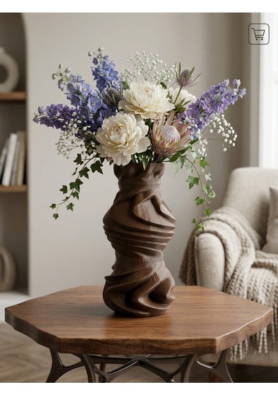 3d Spiral Vazo Özel Tasarım Eskitme - Kahverengi
