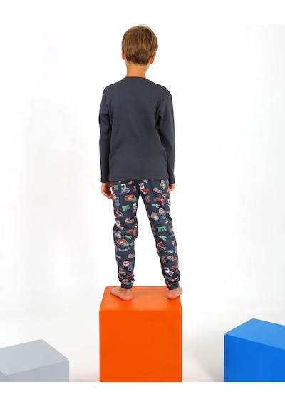 Vitmo Erkek Çocuk Uzun Kollu Pamuklu Pijama Takımı West Coast Antrasit