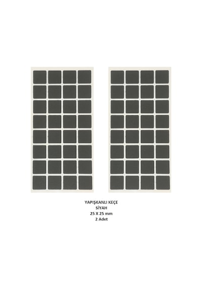 Zemin Koruyucu, 25x25 mm Keçe, Siyah (2 Adet)
