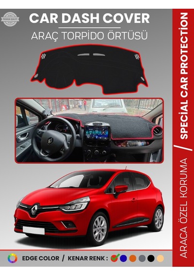 Renault Clio 4 2012-2020 Torpido Örtüsü Ön Göğüs Koruma Torpido Koruma Birebir Uyum Kaymaz - 972 Stiloto