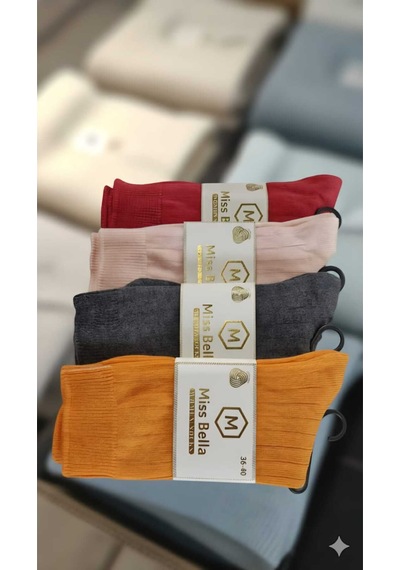Lambswool - Penye Karışım Kadın Çorabı 36-40 Numara Asorti 4'lü Set Set 1