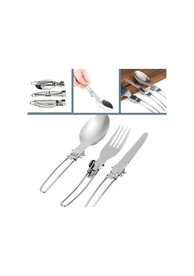 Omeniv 3lü Set Bıçak Çatal Kaşık Paslanmaz Çadır Kamp Outdoor Çok Renkli