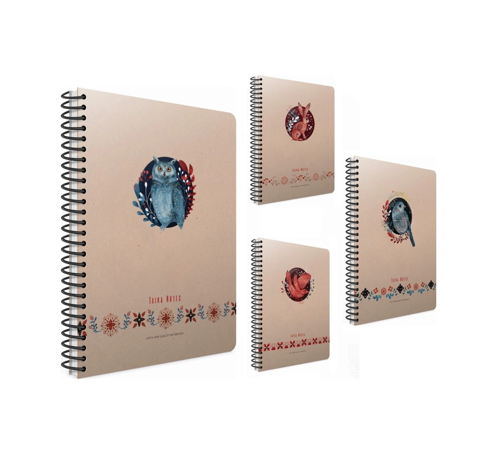 Taika Notes Spiralli Sert Kapak Defter 17x24 120 Yaprak Çizgili 4 Lü Paket Karışık