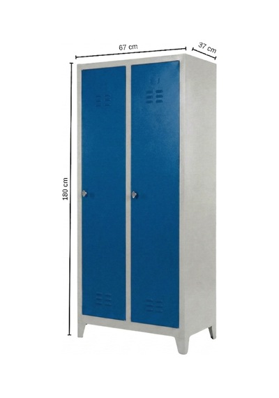 2 Kapaklı Ekonomik Soyunma Dolabı Mavi 67x37x180