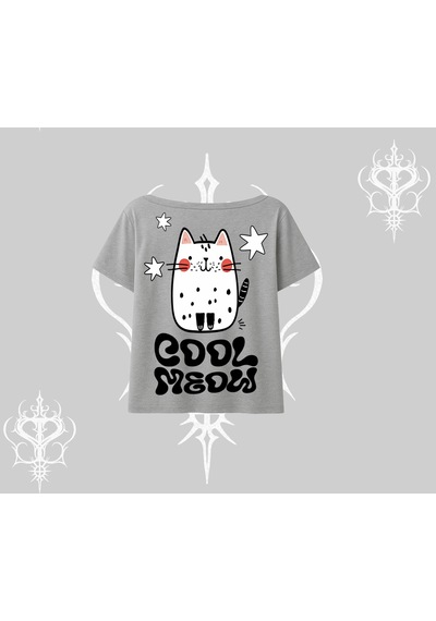 Startmore Startmore Cool Meow Yazılı Sevimli Kedi Arka Baskılı Kayık Yaka Tshirt Gri Startmore Startmore Cool Meow Yazılı Sevimli Kedi Arka Baskılı Kayık Yaka Tshirt Gri